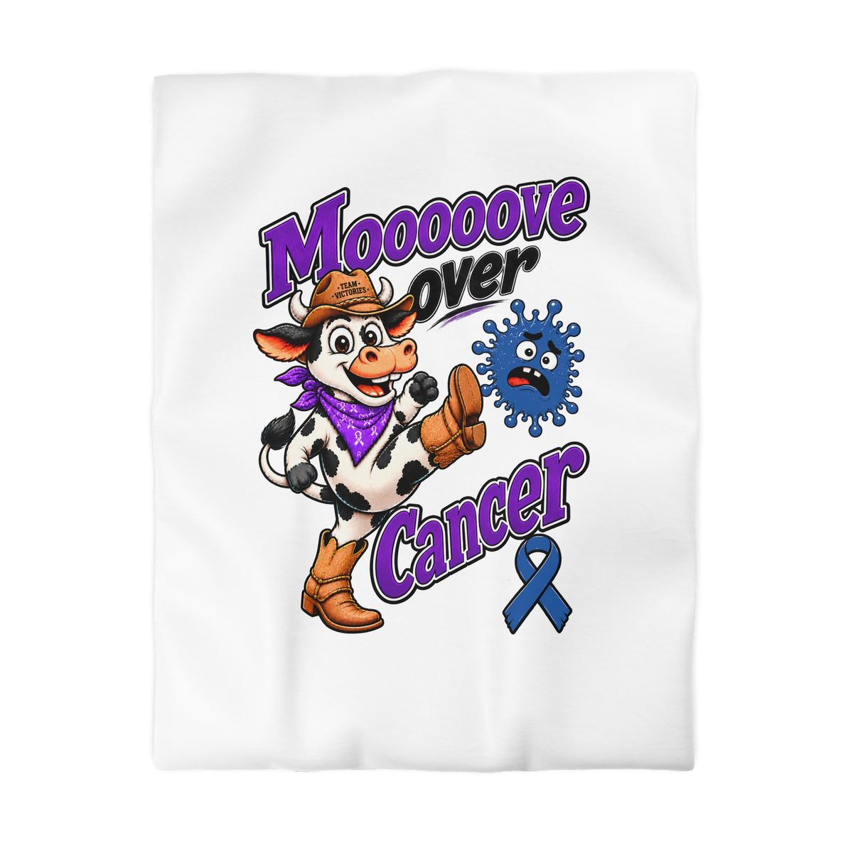 Moooove Over Cancer microfiber duvet cover featuring a playful cow design