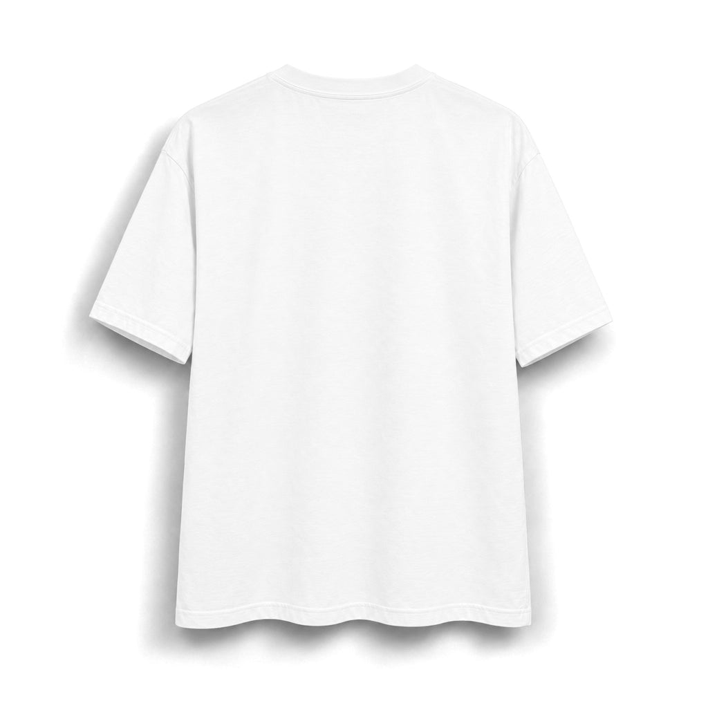 Back view of the Moooove Over Cancer heavyweight T-shirt in white