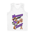Moooove Over Cancer basketball jersey with cow graphic and peach awareness ribbon