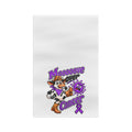 Moooove Over Cancer microfiber tea towel with colorful cow and purple ribbon artwork
