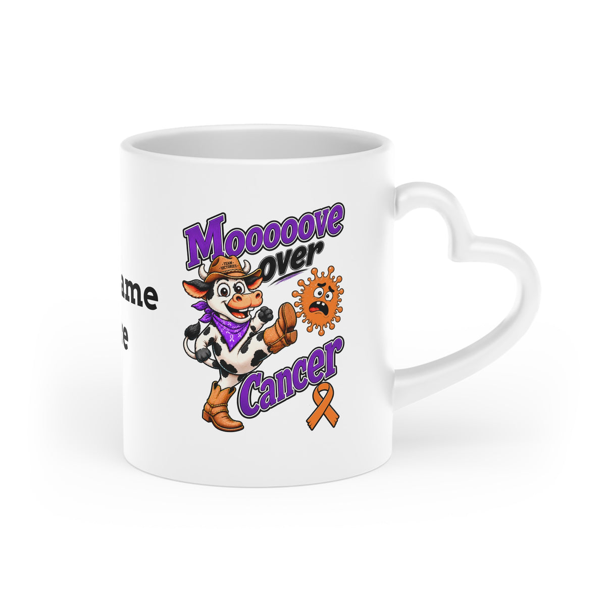 Kickin' Cancer 11 oz Heart-Handle Ceramic Mug