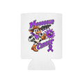 Moooove Over Cancer cow can cooler with purple ribbon artwork