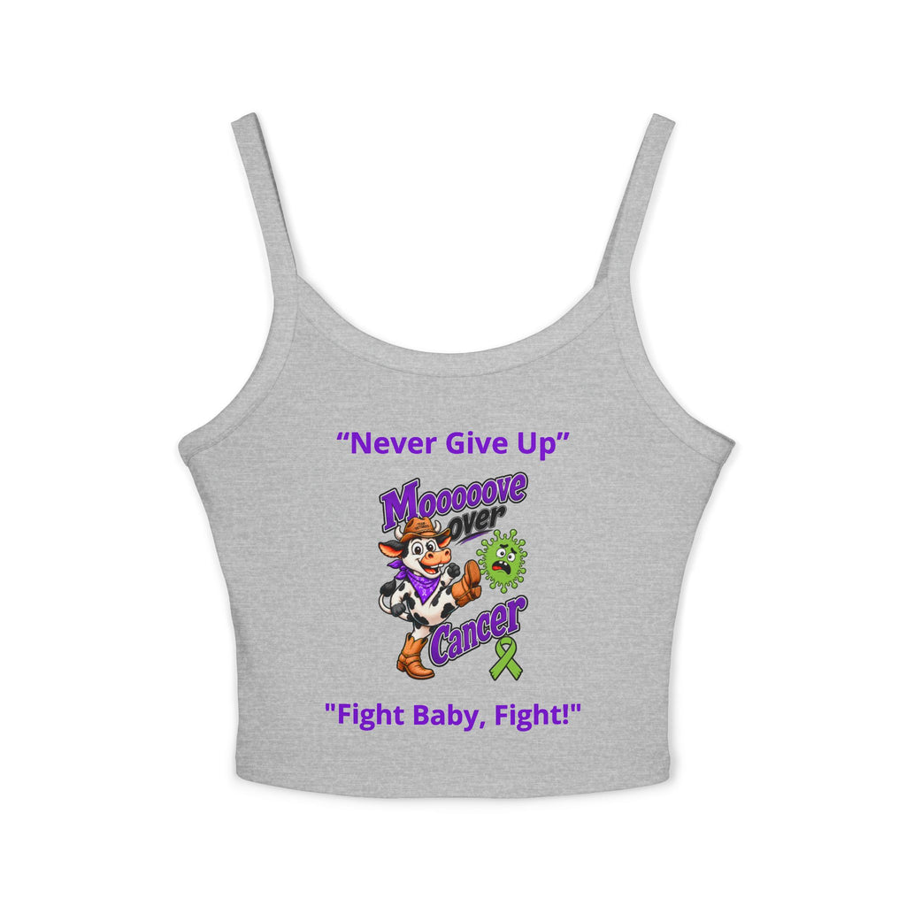Gray Moooove Over Cancer cropped tank top with Non-Hodgkin/Lymphoma Cancer awareness ribbon
