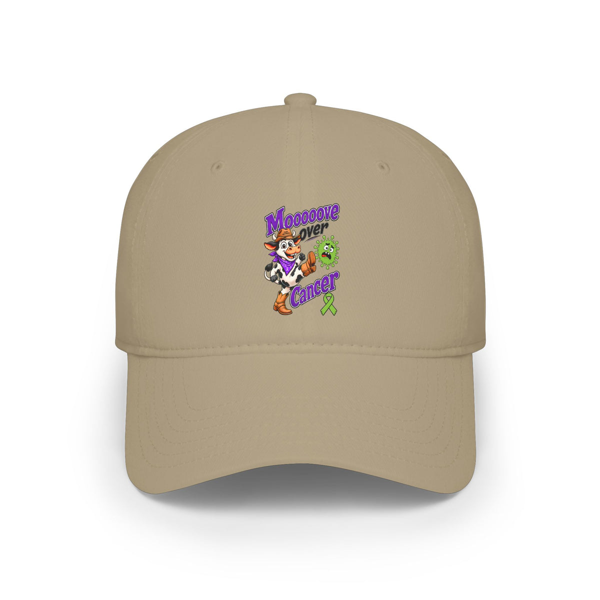 Moooove Over Cancer low profile baseball hat in tan