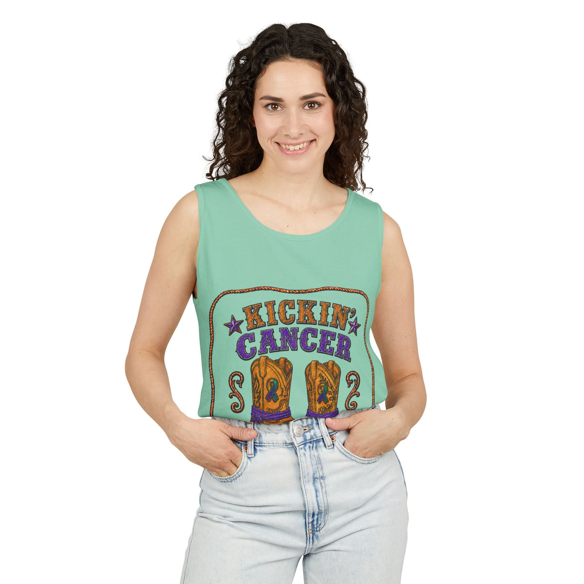 Kickin' Cancer Ring-Spun Cotton Tank Top