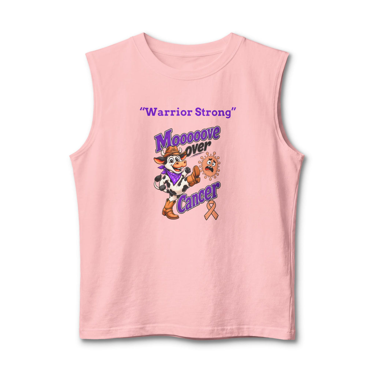 Pink Moooove Over Cancer Warrior Strong tank top with Uterine Cancer awareness ribbon