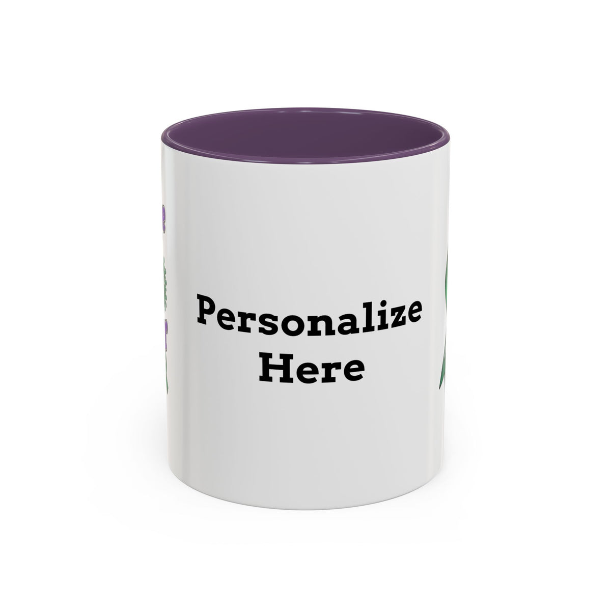 Moooove Over Cancer personalized mug shown with a purple accent option