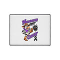 Moooove Over Cancer floor mat showing cow design, cancer message, and black ribbon
