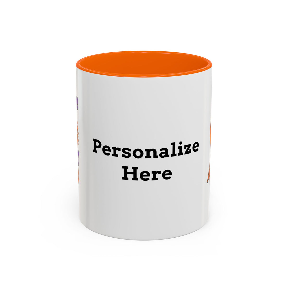 Moooove Over Cancer mug personalization view with orange accent interior and handle