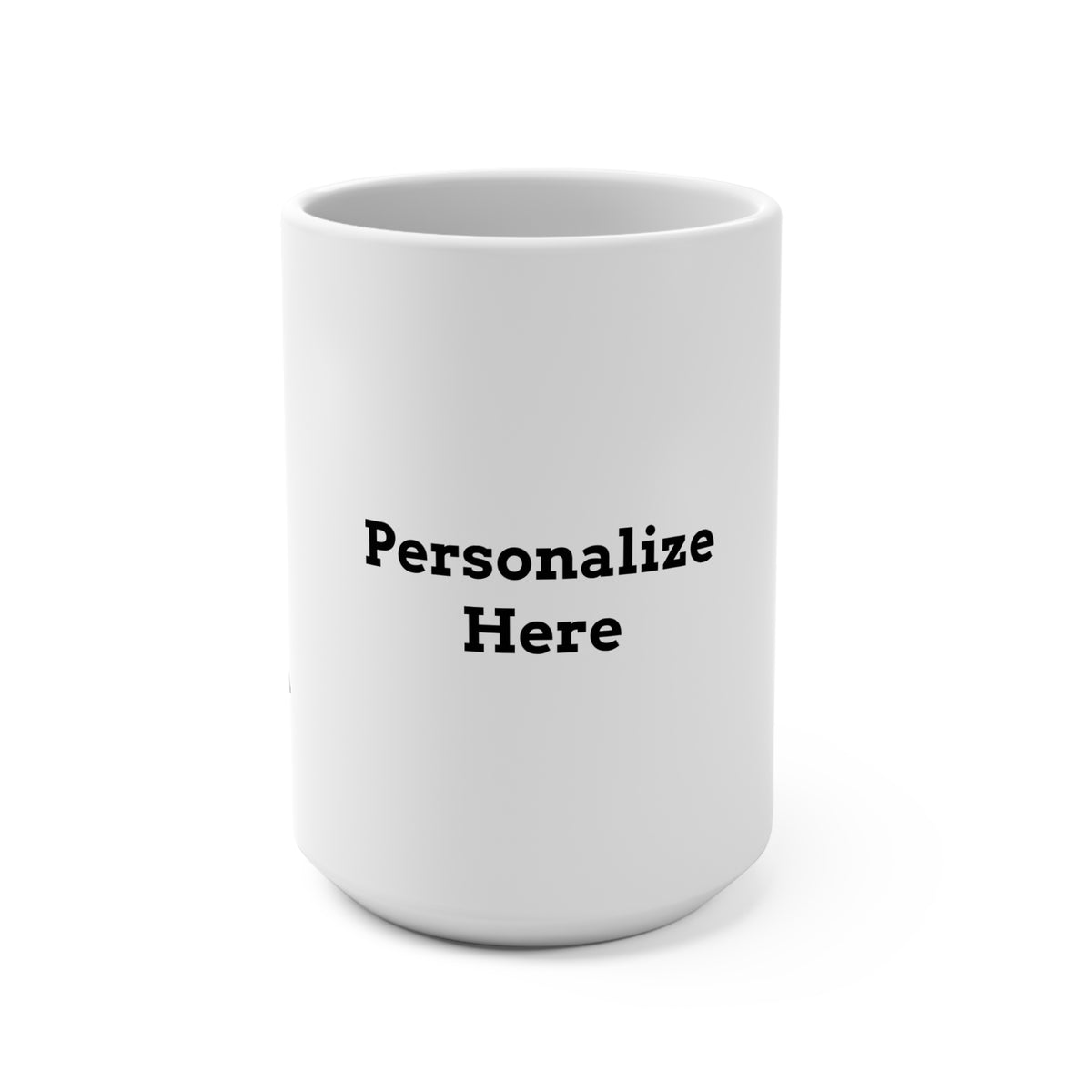White Moooove Over Cancer mug showing the area for a personalized name or custom text