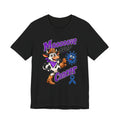 Moooove Over Cancer graphic T-shirt in black with cowgirl and ribbon artwork