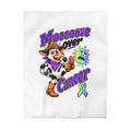 Moooove Over Cancer duvet cover with cow artwork and an all-cancer awareness ribbon