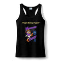 Moooove Over Cancer women's black performance tank top with Colon Cancer awareness ribbon