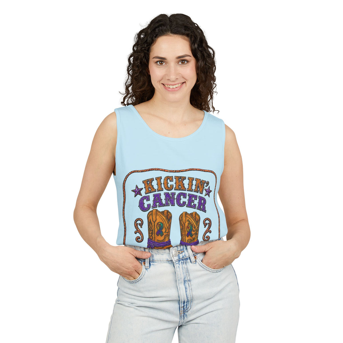 Kickin' Cancer Ring-Spun Cotton Tank Top