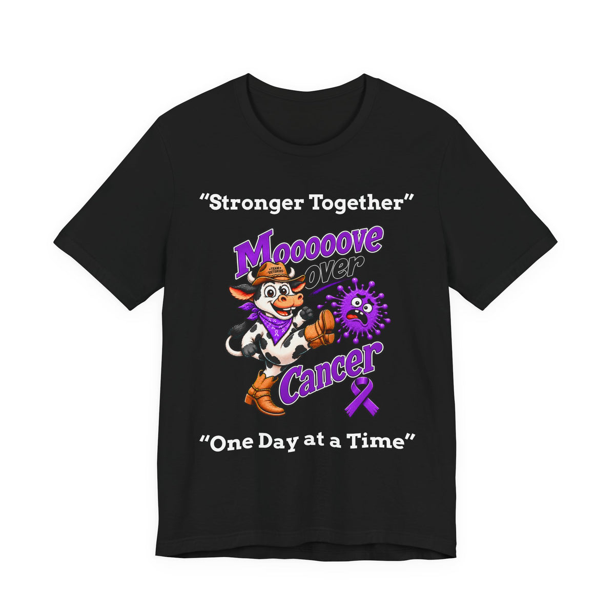 Black Moooove Over Cancer personalized shirt featuring a cow and cancer awareness ribbon