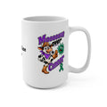 Moooove Over Cancer 15 oz mug with a cowgirl design and Liver Cancer awareness ribbon
