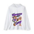 Moooove Over Cancer white hoodie with cow artwork and peach Uterine Cancer awareness ribbon