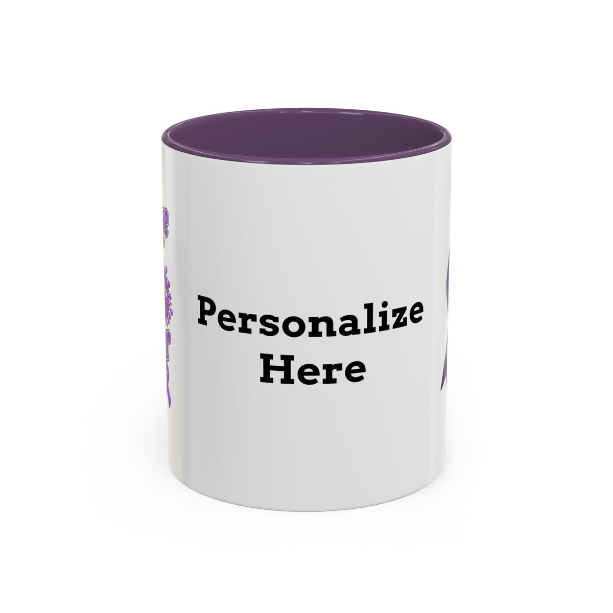 Moooove Over Cancer mug with purple accent interior and custom name area