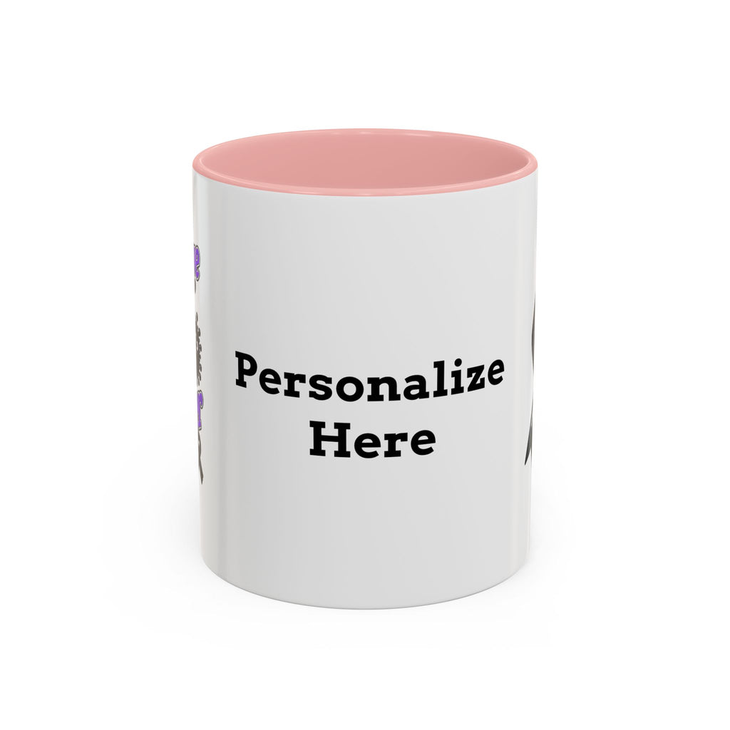 Moooove Over Cancer personalized mug with pink accent and black awareness ribbon