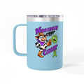 Blue Moooove Over Cancer insulated mug with Non-Hodgkin/Lymphoma Cancer awareness ribbon
