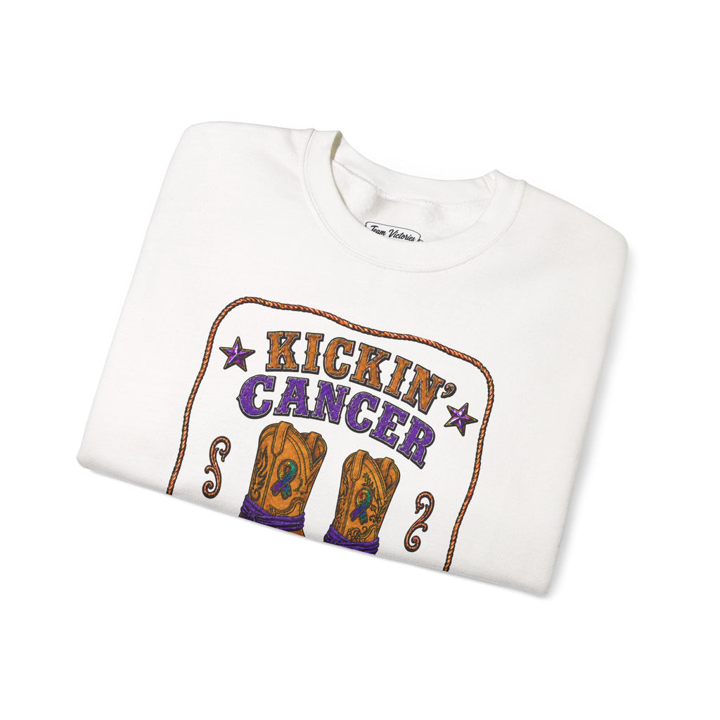 Kickin' Cancer + Cowboy Chemo Two-Sided Crewneck Sweatshirt