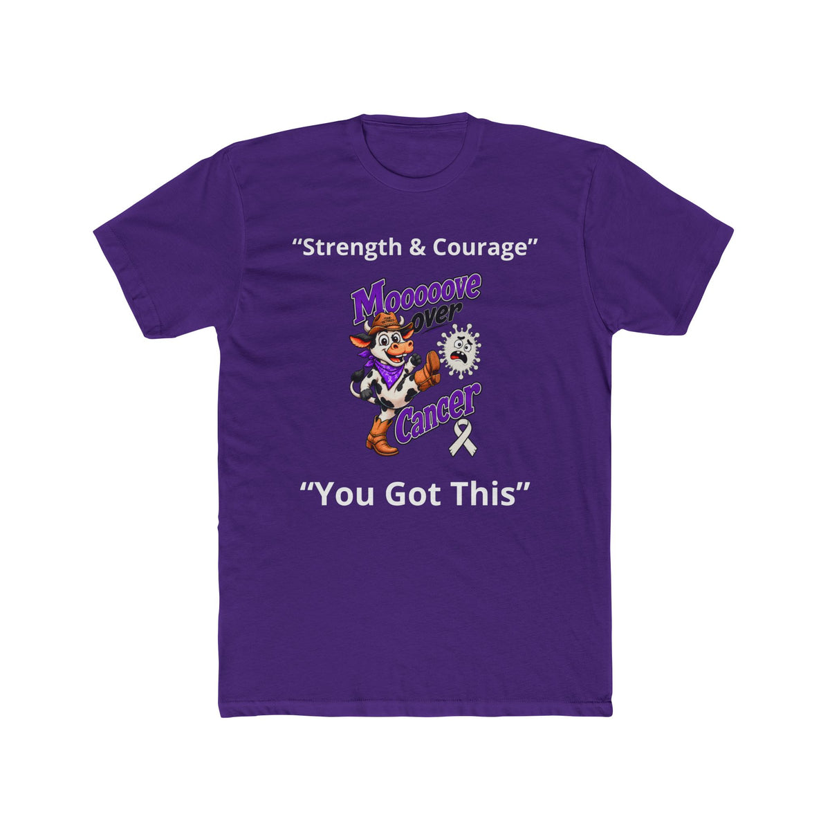 Moooove Over Cancer Lung Cancer awareness ribbon T-shirt in purple