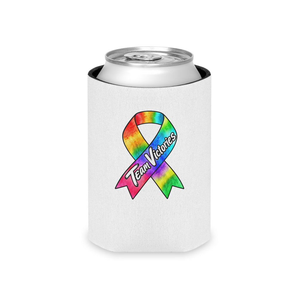 Team Victories ribbon can cooler shown around a beverage can