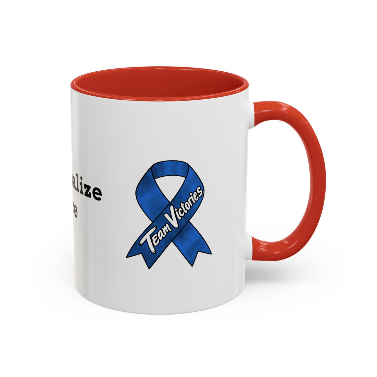 Moooove Over Cancer Colon Cancer awareness ribbon mug with blue accents