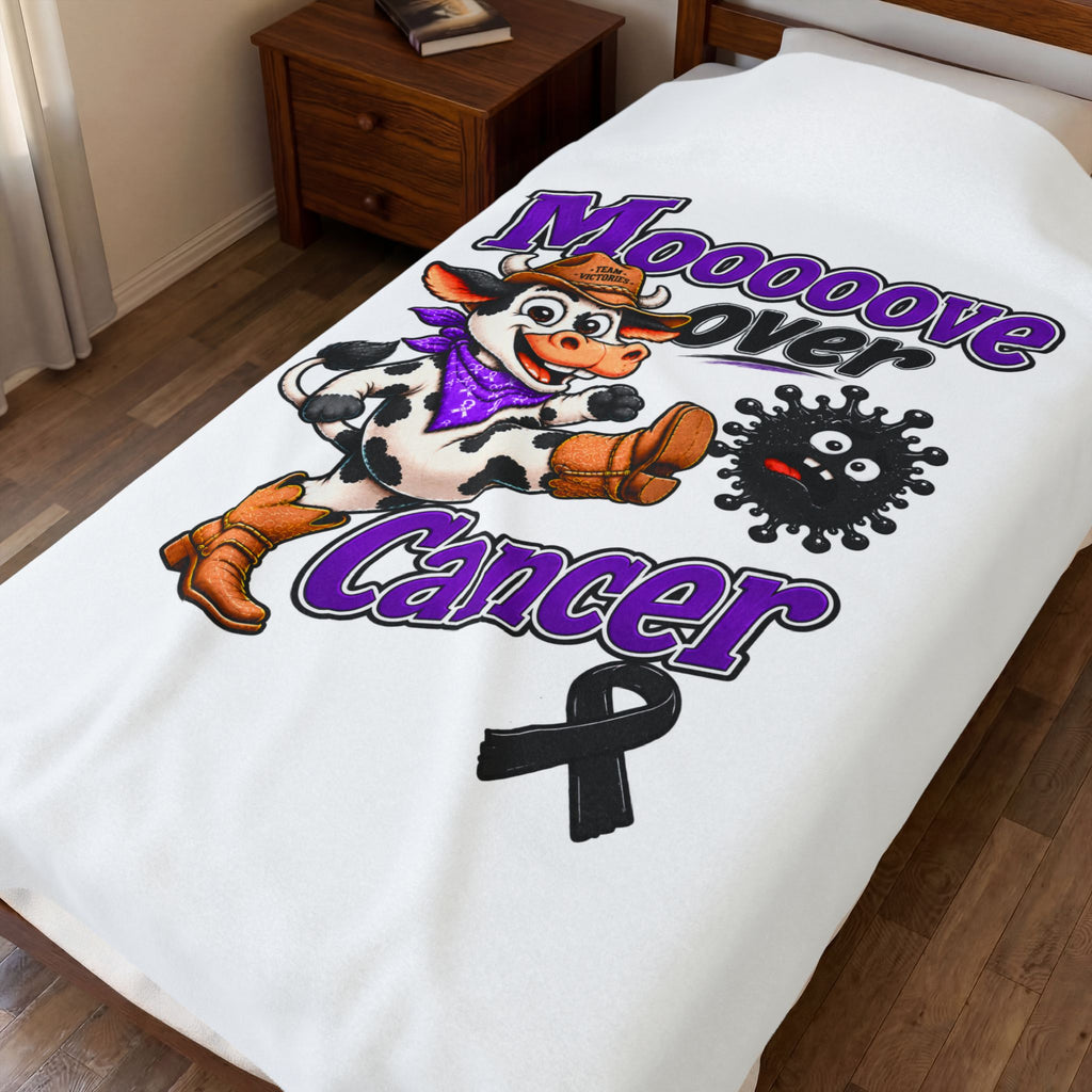 Kickin' Cancer Velveteen Plush Blanket - Vertical - White