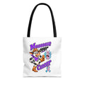 Moooove Over Cancer polyester tote with cow artwork and Thyroid Cancer awareness ribbon