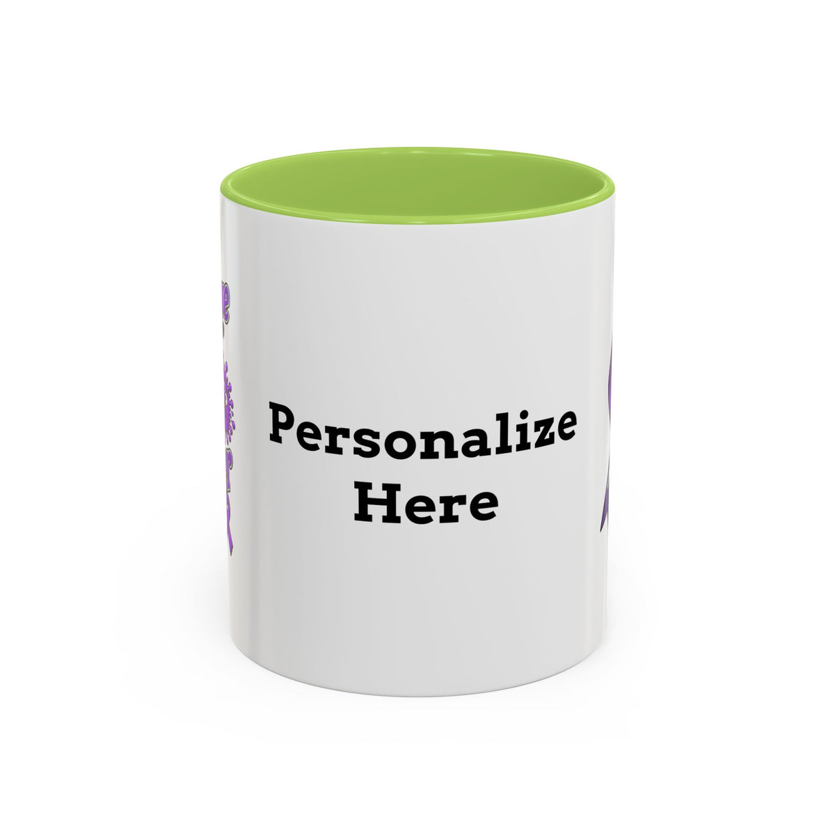 Moooove Over Cancer mug with green accent interior and custom name area