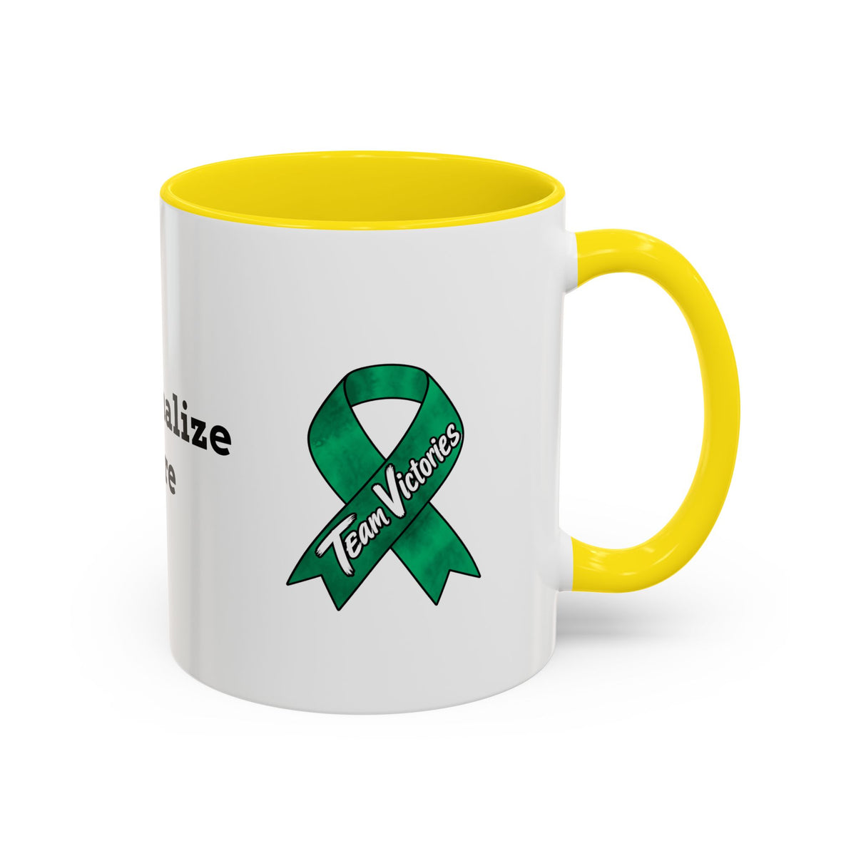 Moooove Over Cancer mug with a lime accent and Liver Cancer awareness ribbon