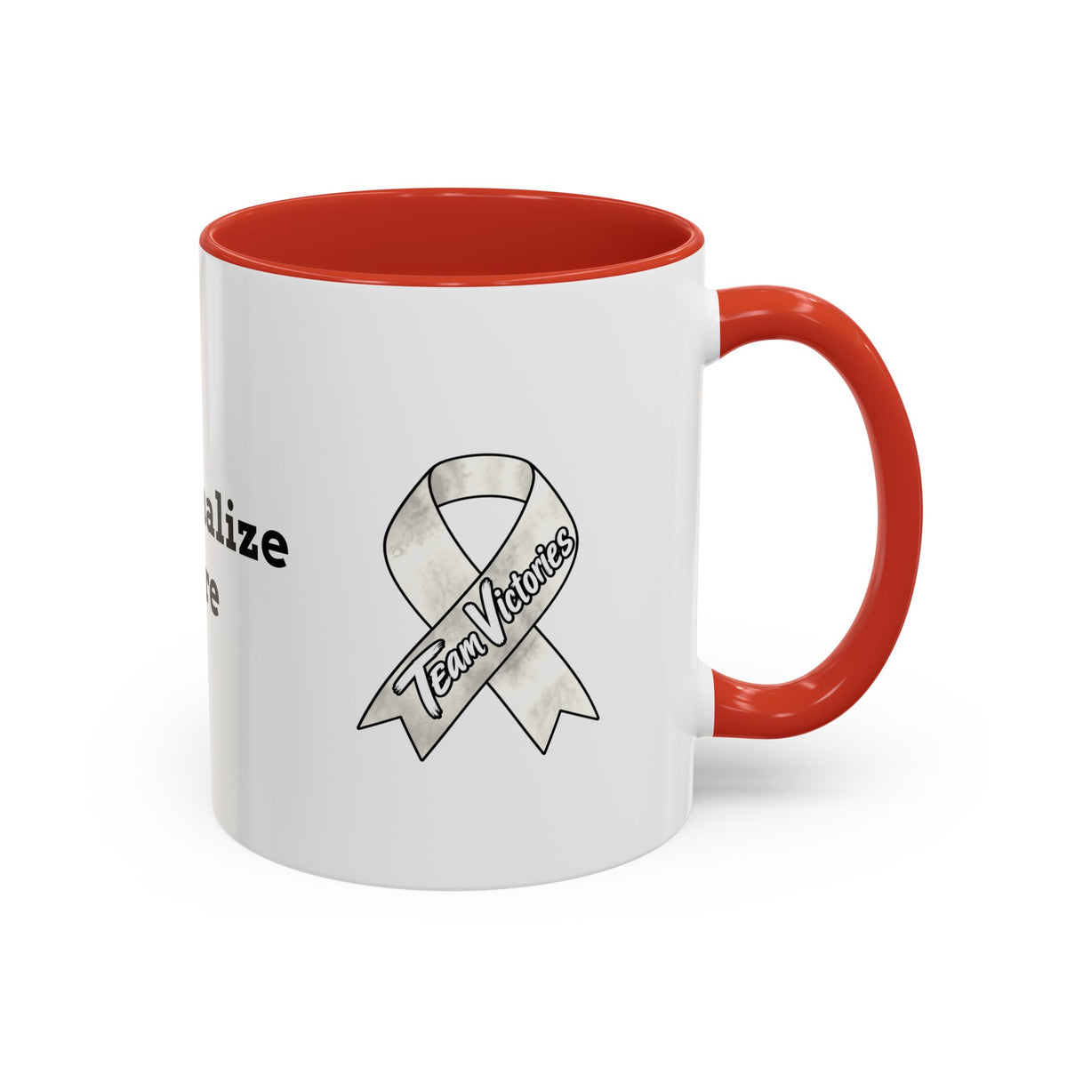 Moooove Over Cancer mug with Lung Cancer awareness ribbon and blue accent handle