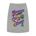 Gray Moooove Over Cancer pet tank top with green Liver Cancer awareness ribbon artwork
