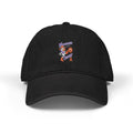 Moooove Over Cancer embroidered denim hat in black with cow artwork and awareness ribbon