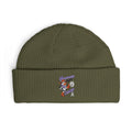 Moooove Over Cancer embroidered cuff beanie in olive with front ribbon artwork