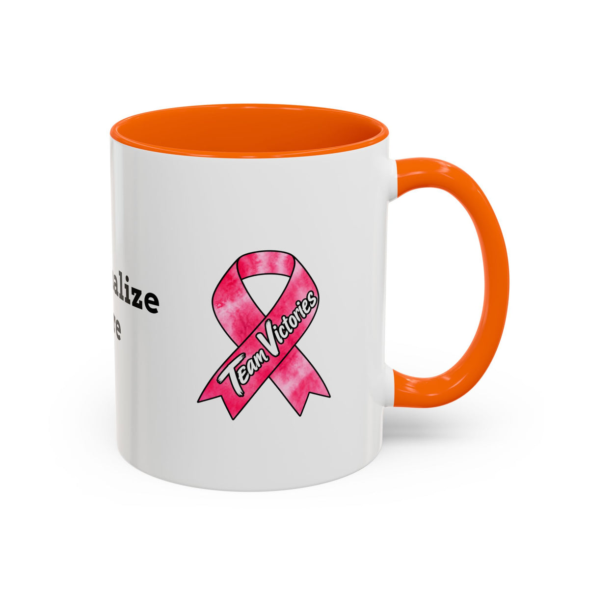 Moooove Over Cancer mug with yellow handle and cow character design