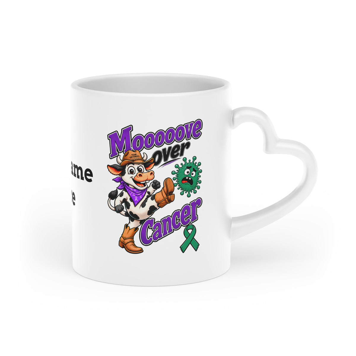 Kickin' Cancer 11 oz Heart-Handle Ceramic Mug