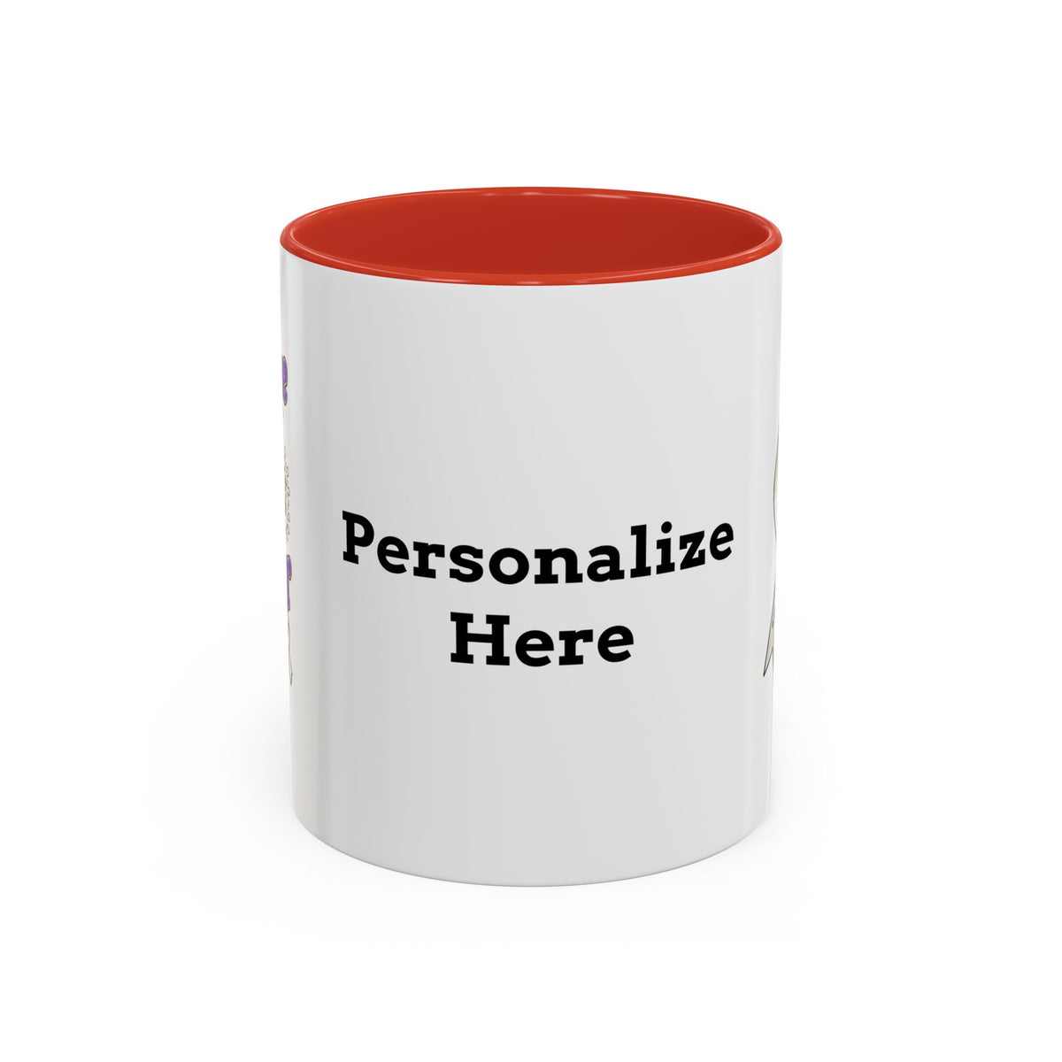 Moooove Over Cancer personalized mug preview with red accent interior and handle
