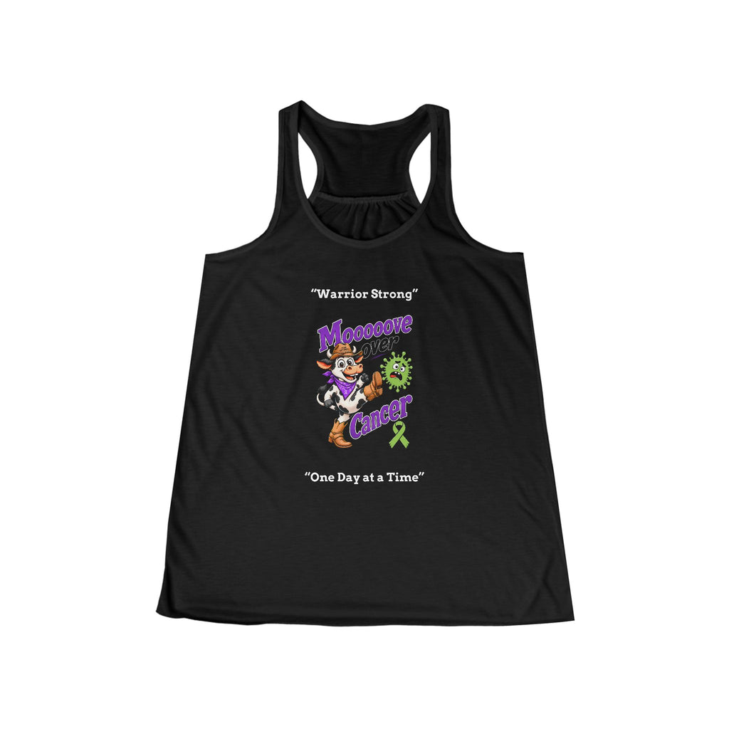 Black Moooove Over Cancer Warrior Strong personalized women's racerback tank front