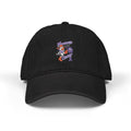 Moooove Over Cancer embroidered denim hat in black with cow and awareness ribbon artwork