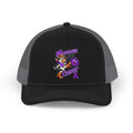 Black Moooove Over Cancer trucker cap with mesh back and purple ribbon artwork