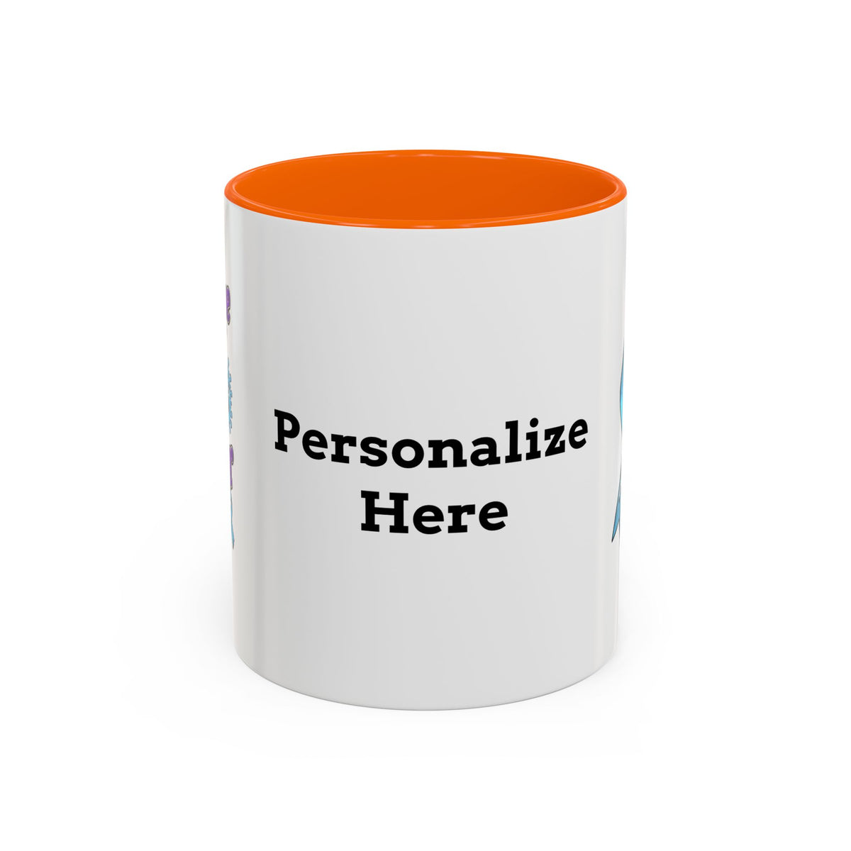 Moooove Over Cancer mug with orange accent interior and custom-name area