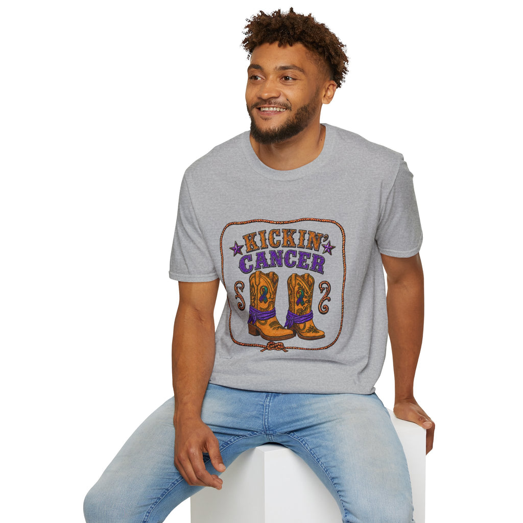 Kickin' Cancer Western Cowboy Boots T-Shirt