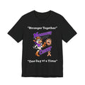 Black Moooove Over Cancer shirt with white slogans and purple cowgirl graphic