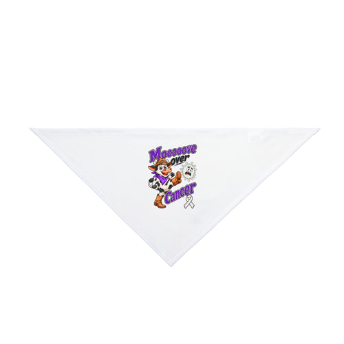 Moooove Over Cancer pet bandana with Lung Cancer awareness ribbon, front view