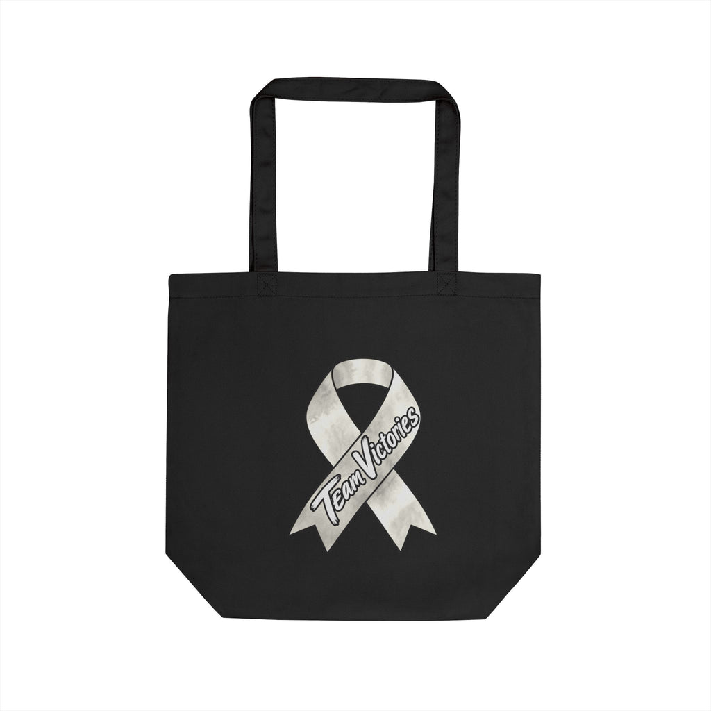 Black tote featuring Team Victories awareness ribbon artwork