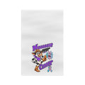 Moooove Over Cancer microfiber tea towel with colorful cow artwork and awareness ribbon