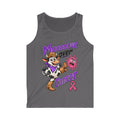 Dark gray Moooove Over Cancer tank top with Western cow graphic and pink ribbon