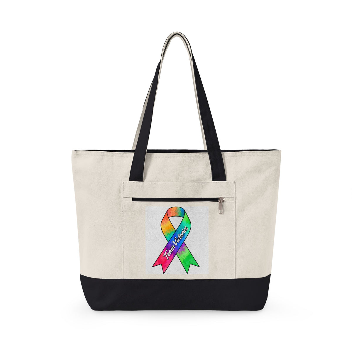 Canvas Tote Bag— Zippered Front Pocket, Everyday Carry